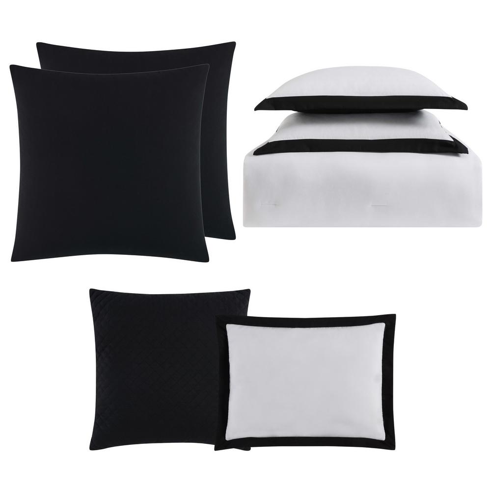 Truly Soft Everyday 7 Piece White And Black King Comforter Set