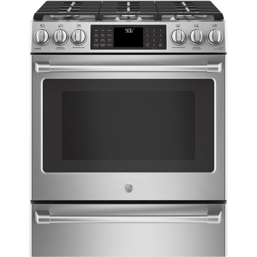 GE Cafe 5.6 cu. ft. Smart Slide-In Gas Range with Self-Cleaning Convection Oven... by GE