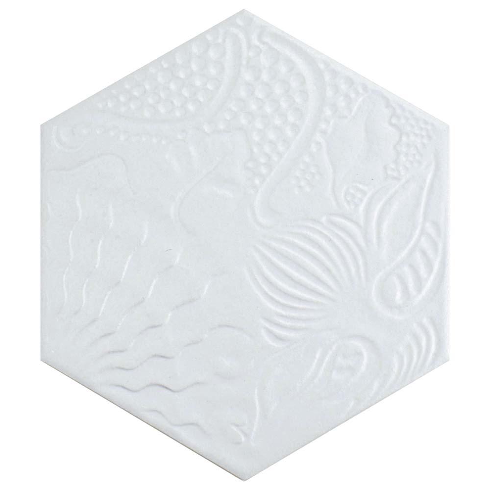 Merola Tile Gaudi Hex White 8 5 In X 9 7 Porcelain Floor Merola Tile Gaudi Hex White 8 5 In X 9 7