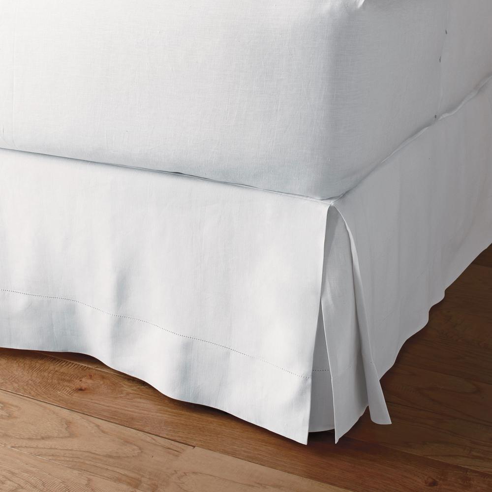The Company Store Comfort Wash Solid White Linen King Bedskirt, 18 in
