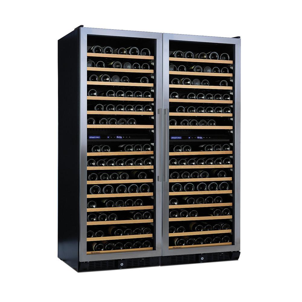 Wine Enthusiast N'FINITY PRO Double LX 374-Bottle 52 in. Freestanding Wine Cellar, Stainless Steel Trim