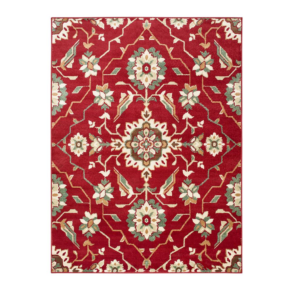 Turner Red And Ivory 5 Ft X 7 Traditional Vintage Fl Indoor Area Rug