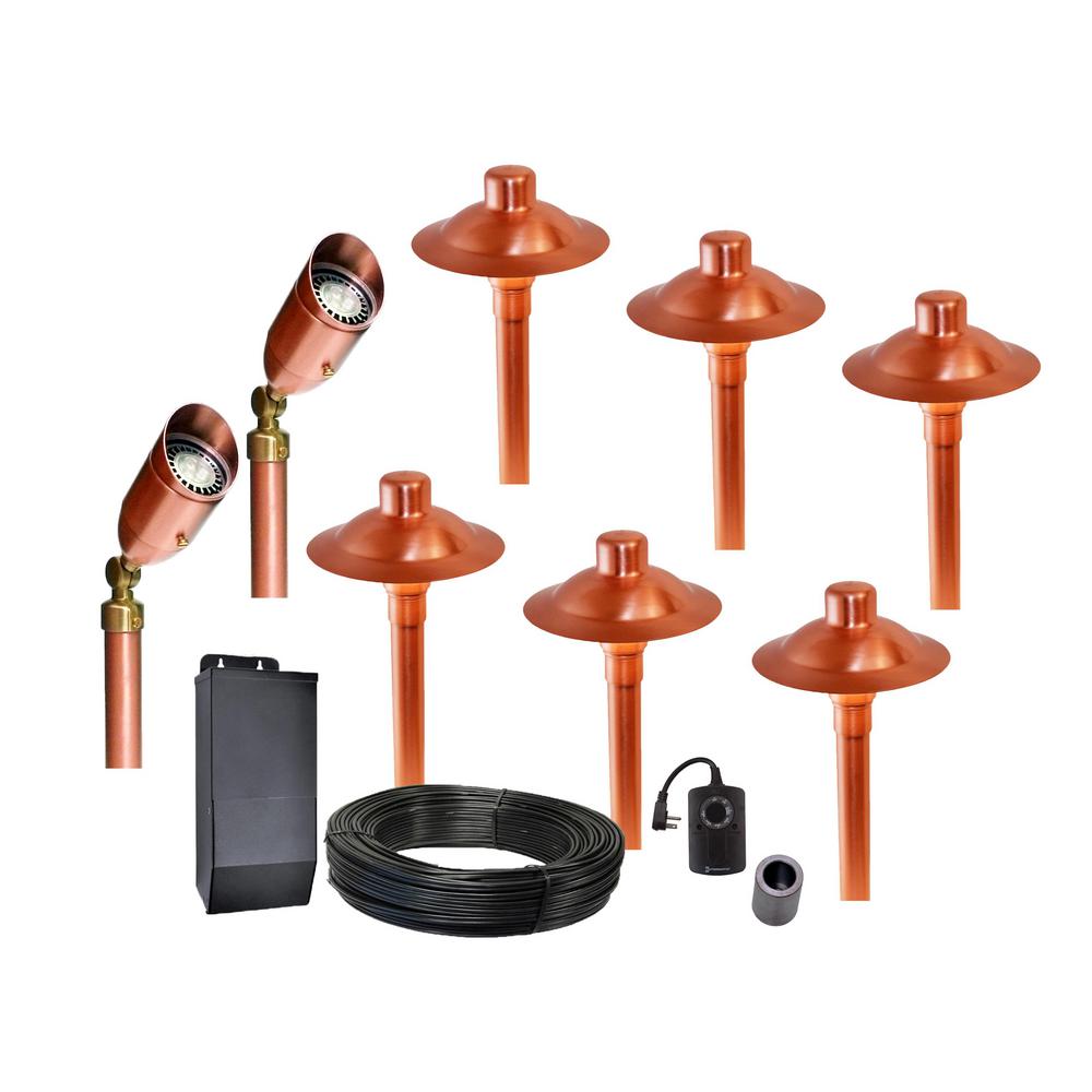 Landscape Lighting Outdoor The Home Depot Professional Series Low Voltage Brushed Satin Copper Outdoor Led Landscape Path Light And Spot