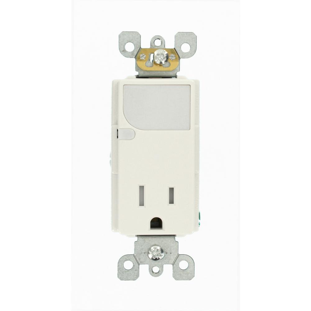 Leviton Decora 15 Amp Combination Single Outlet and Guide-Light, White-R52-T6525-00W - The Home ...