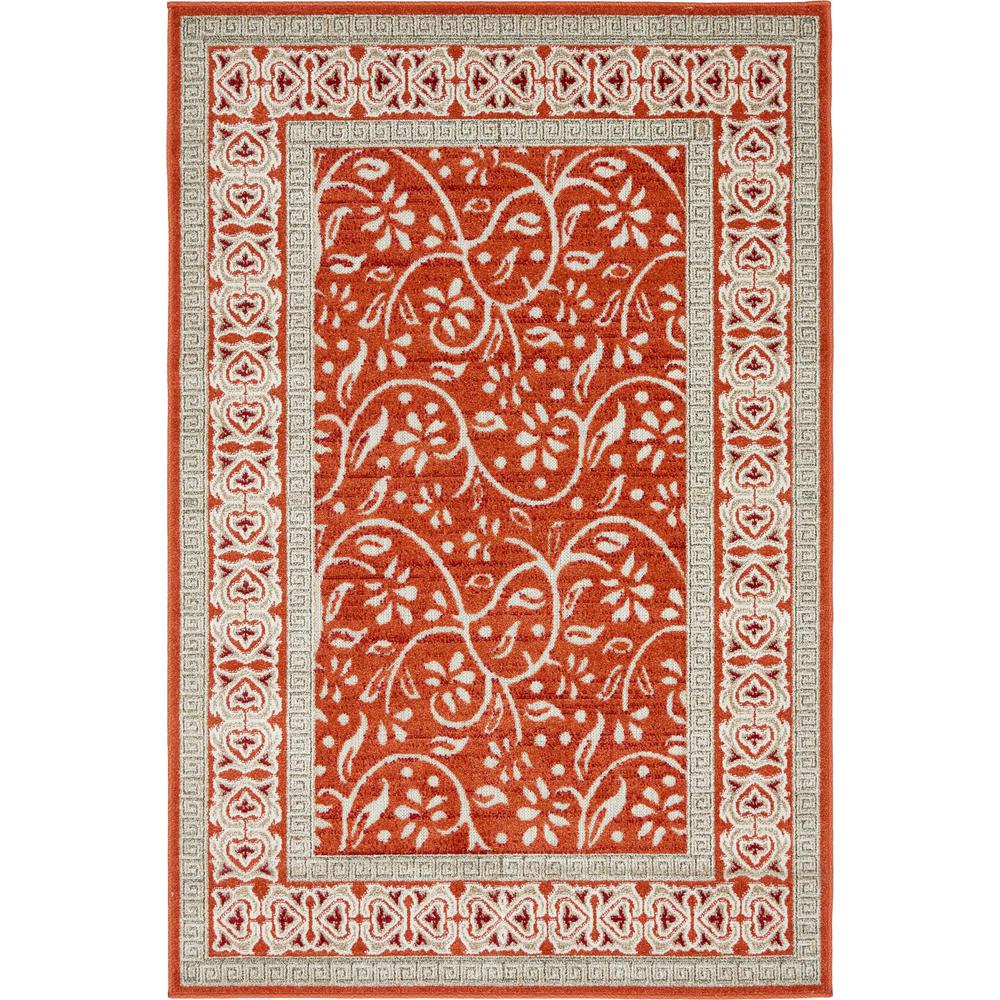 Unique Loom Indoor/Outdoor Atlanta Rust Red 4' 0 x 6' 0 Area Rug
