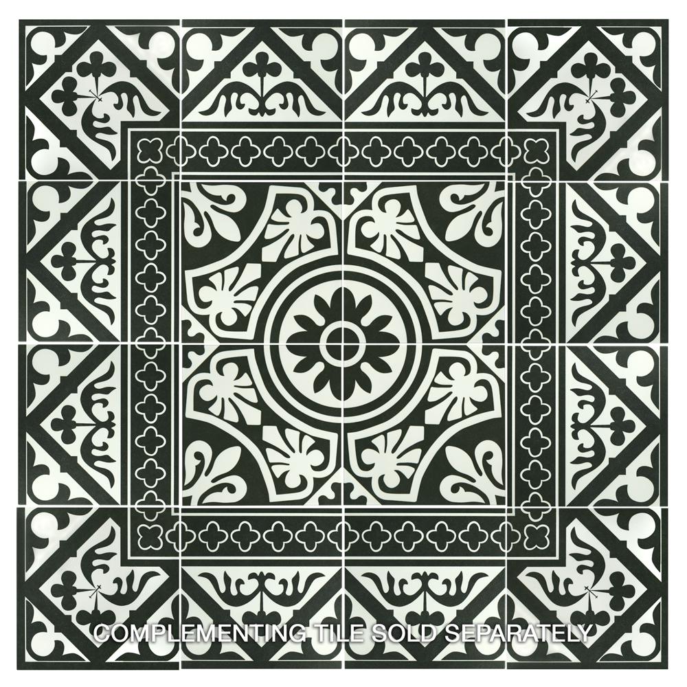Merola Tile Majestic Orleans Cenefa Black Encaustic 9 3 4 In X 9 3 4 In Porcelain Floor And Wall Border Tile Fcdmocbk The Home Depot