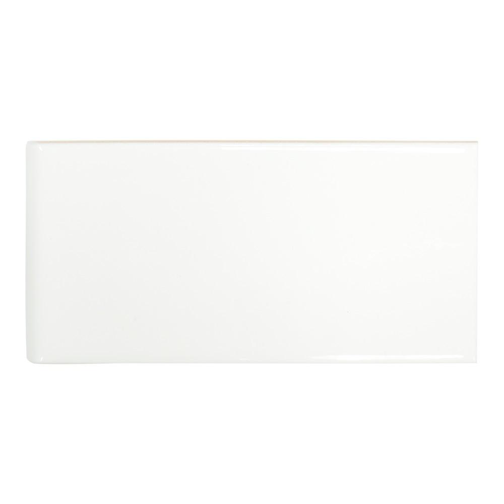 Interceramic 2 X 6 Wht Side Trim Bull Nose Ceramic Tile Package Of Jeffrey Court Allegro White 3 In X 8 Mm Ceramic Double