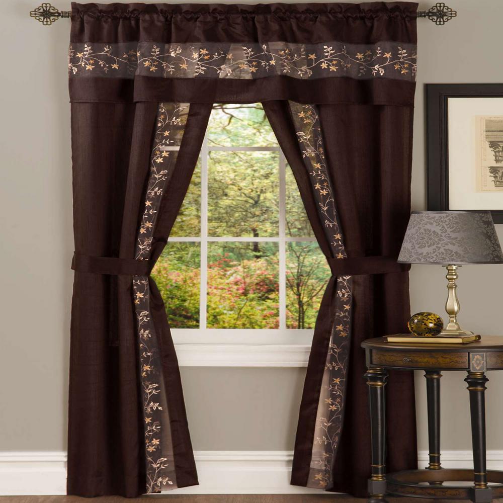 Achim Sheer Fairfield Chocolate Window Curtain Set 55 In W X 84