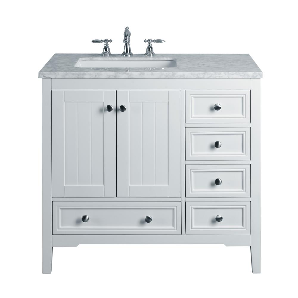 single sink vanity with makeup area