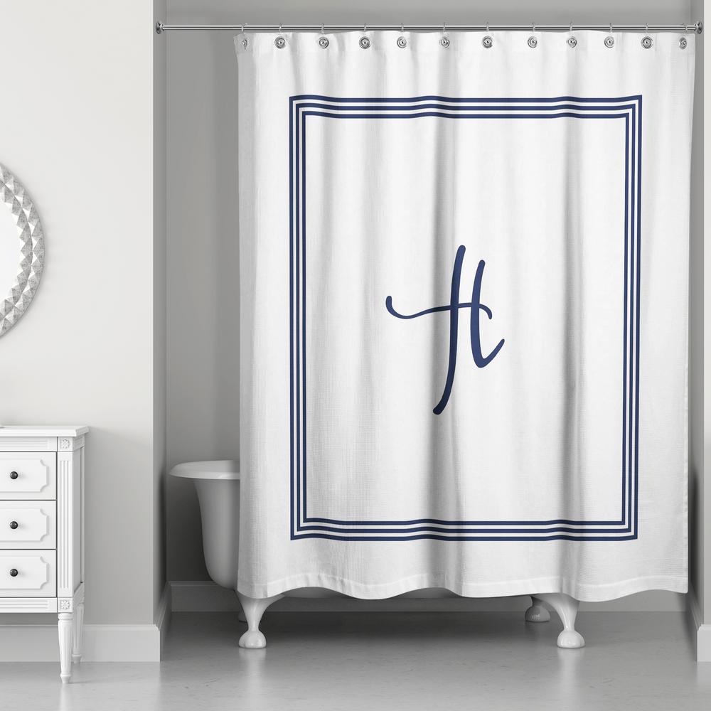 Blue Shower Curtains Accessories The Home Depot L Navy Blue And White Letter H Monogrammed