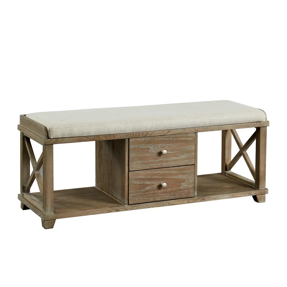 Furniture Of America Catherine Weathered Oak 2 Drawer Shoe Rack