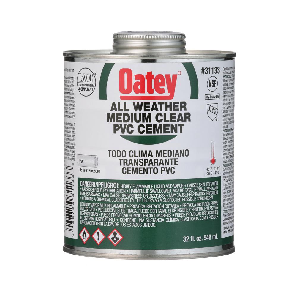 Oatey 32 oz. Medium Clear AllWeather PVC Pipe Cement31133 The Home