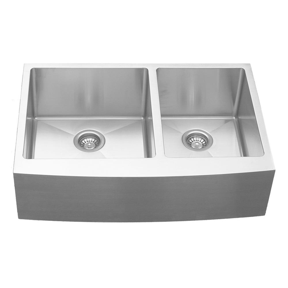 Karran Farmhouse Apron Front Stainless Steel 33 In Double Bowl Kitchen