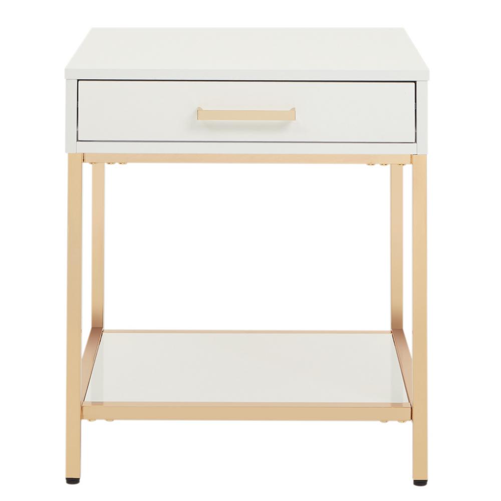 Osp Designs Alios White Gold Chrome End Table Als09 Wh The Home Depot Osp Designs Alios White Gold Chrome End Table