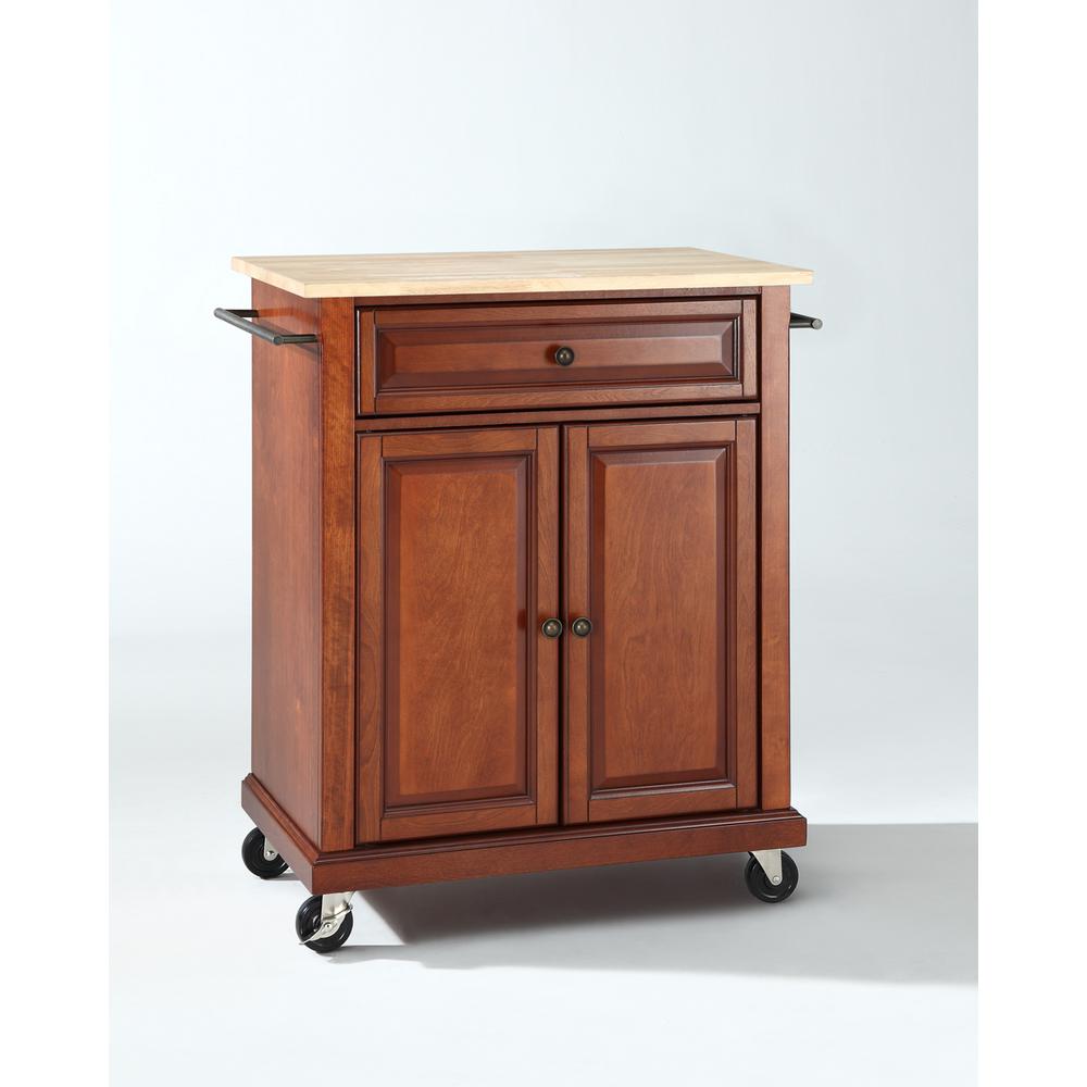Crosley White Kitchen Cart with Natural Wood Top KF30021EWH The Home Depot
