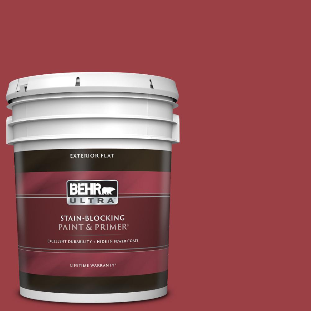 BEHR ULTRA 5 gal. QE06 Reddest Red Flat Exterior Paint & Primer