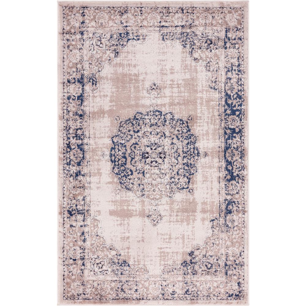Unique Loom Leila Blackthorn Tan Navy Blue 3 Ft X 5 Area Rug Unique Loom Leila Blackthorn Tan Navy Blue 3 Ft X 5 Area