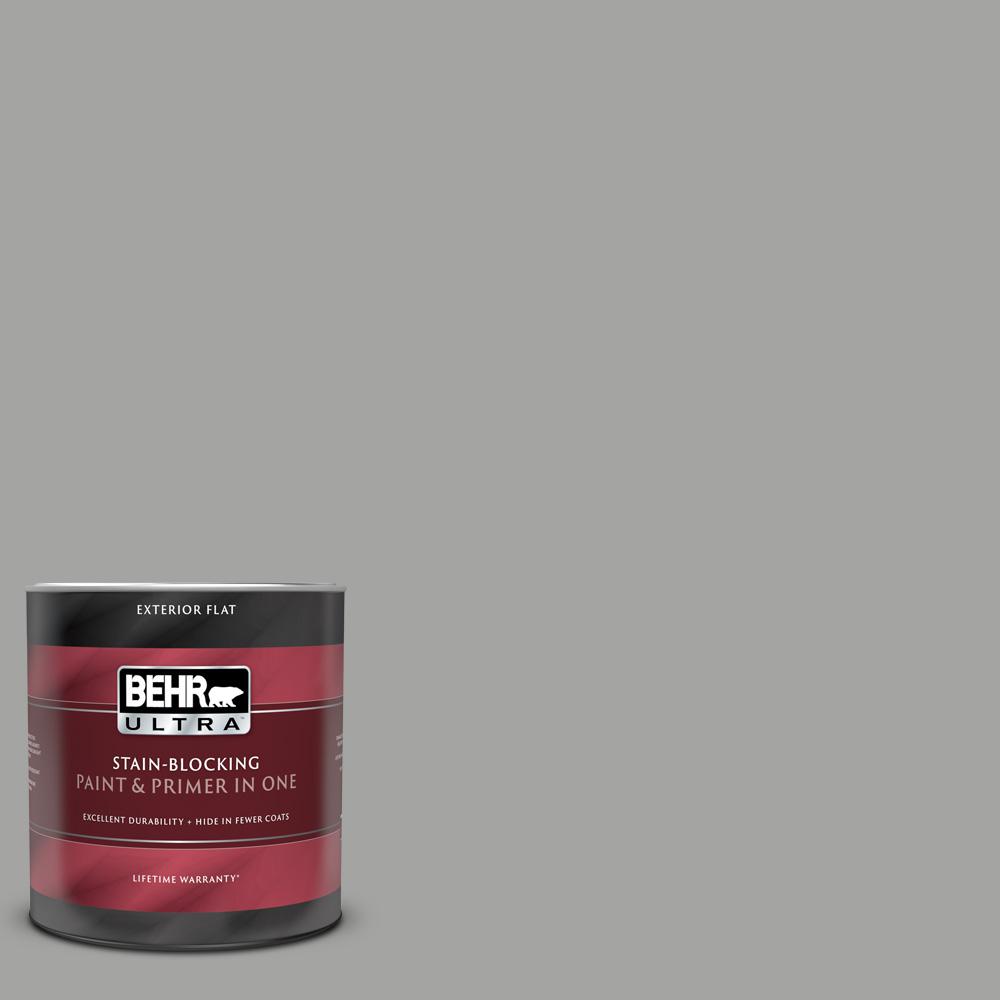 BEHR ULTRA 1 qt. PPU2418 Great Graphite Flat Exterior Paint and