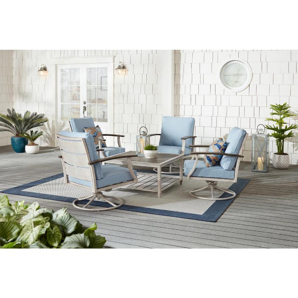 outdoor patio conversation seating steel cushions piece furniture hampton bay cushionguard surf marina point homedepot motion depot sets chair wicker