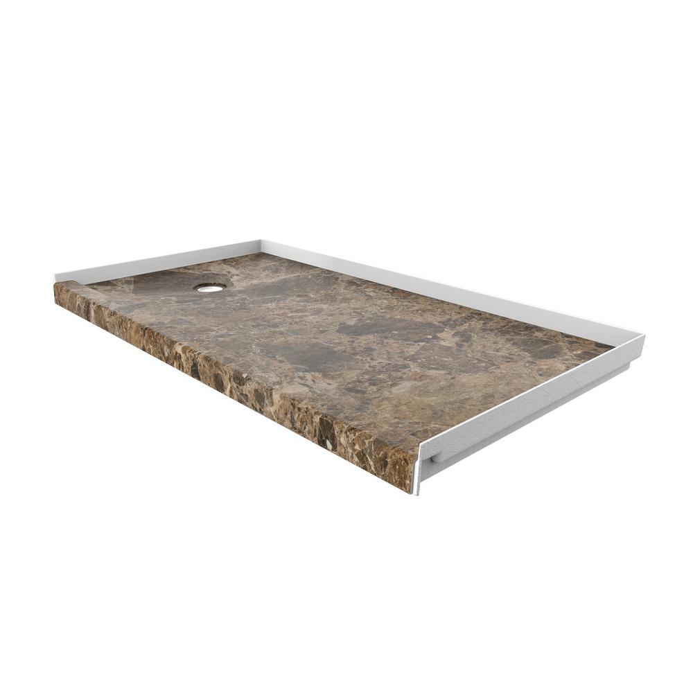 FlexStone 32 in. x 60 in. Single Threshold Shower Base with Left Hand Drain in Breccia Paradiso FlexStone 32 in. x 60 in. Single Threshold Shower Base with Left Hand Drain in Breccia Paradiso