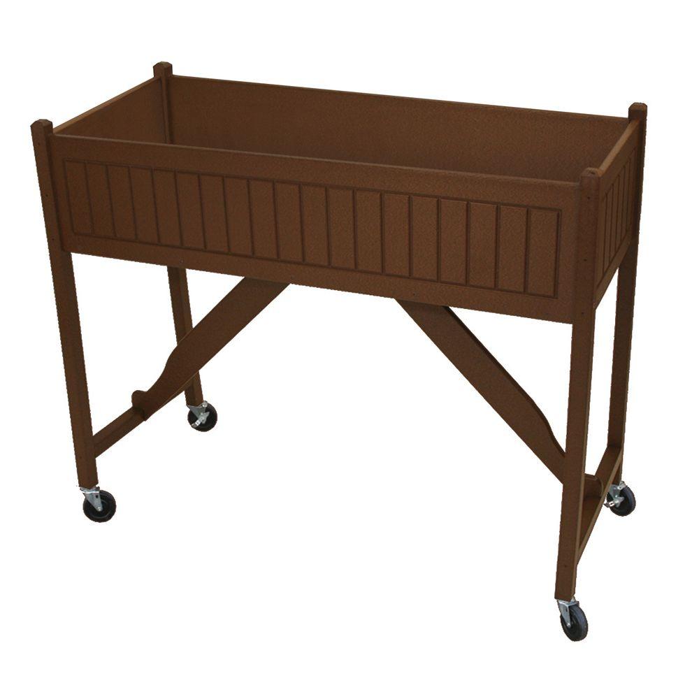 Wheels Brown Raised Garden Beds Center The Home Depot Brown Recycled Plastic Commercial Grade Raised Garden Bed