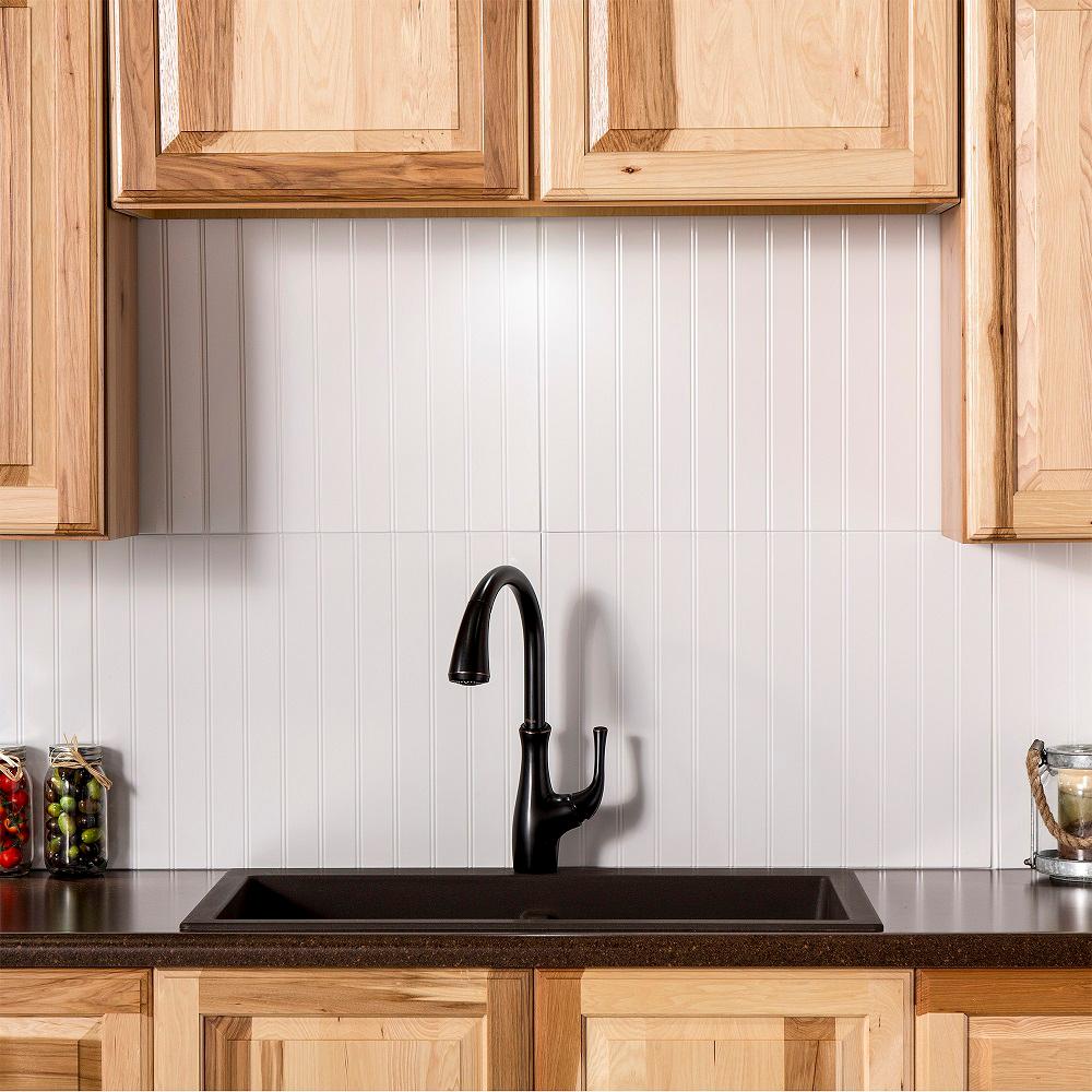 Fasade Bead Board 24.25 in. x 18.25 in. Vinyl Backsplash in Gloss WhiteB7400  The Home Depot