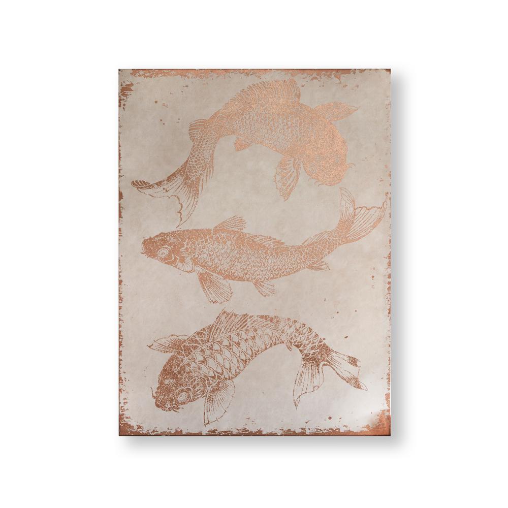 Unbranded Rose Gold Koi Carp Printed Canvas Animal Wall Art 28 In X 20 In 107990 The Home Depot