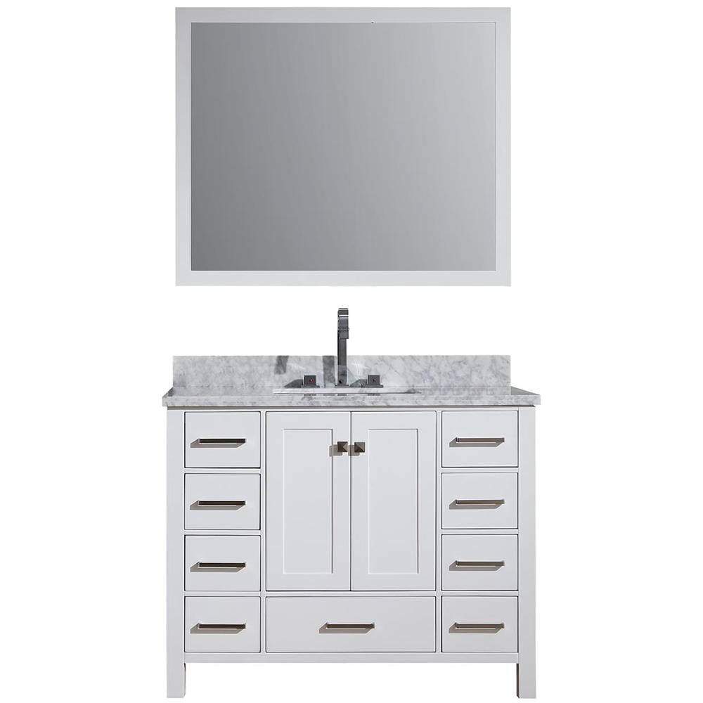 Ariel Cambridge 43 in. Bath Vanity in White with Marble Vanity Top in