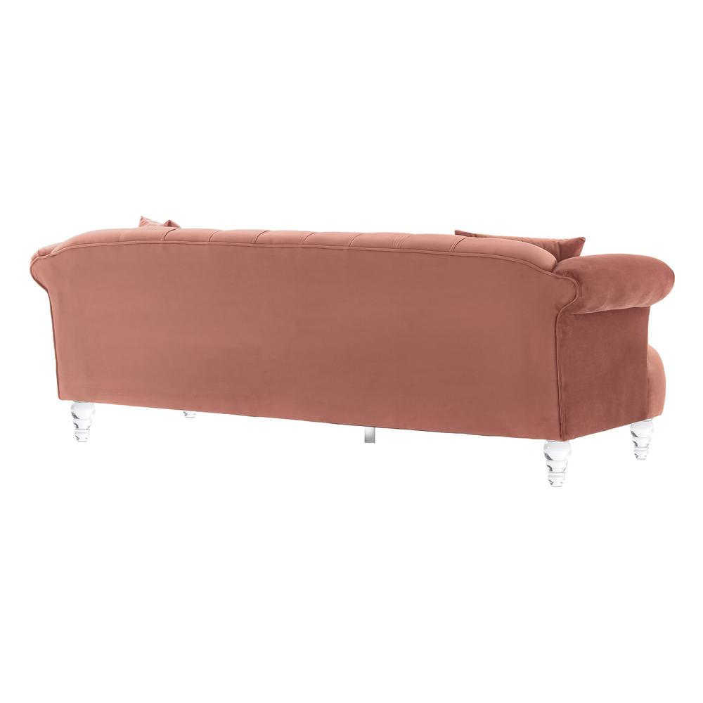 Armen Living Elegance Blush Velvet Contemporary Sofa With Acrylic