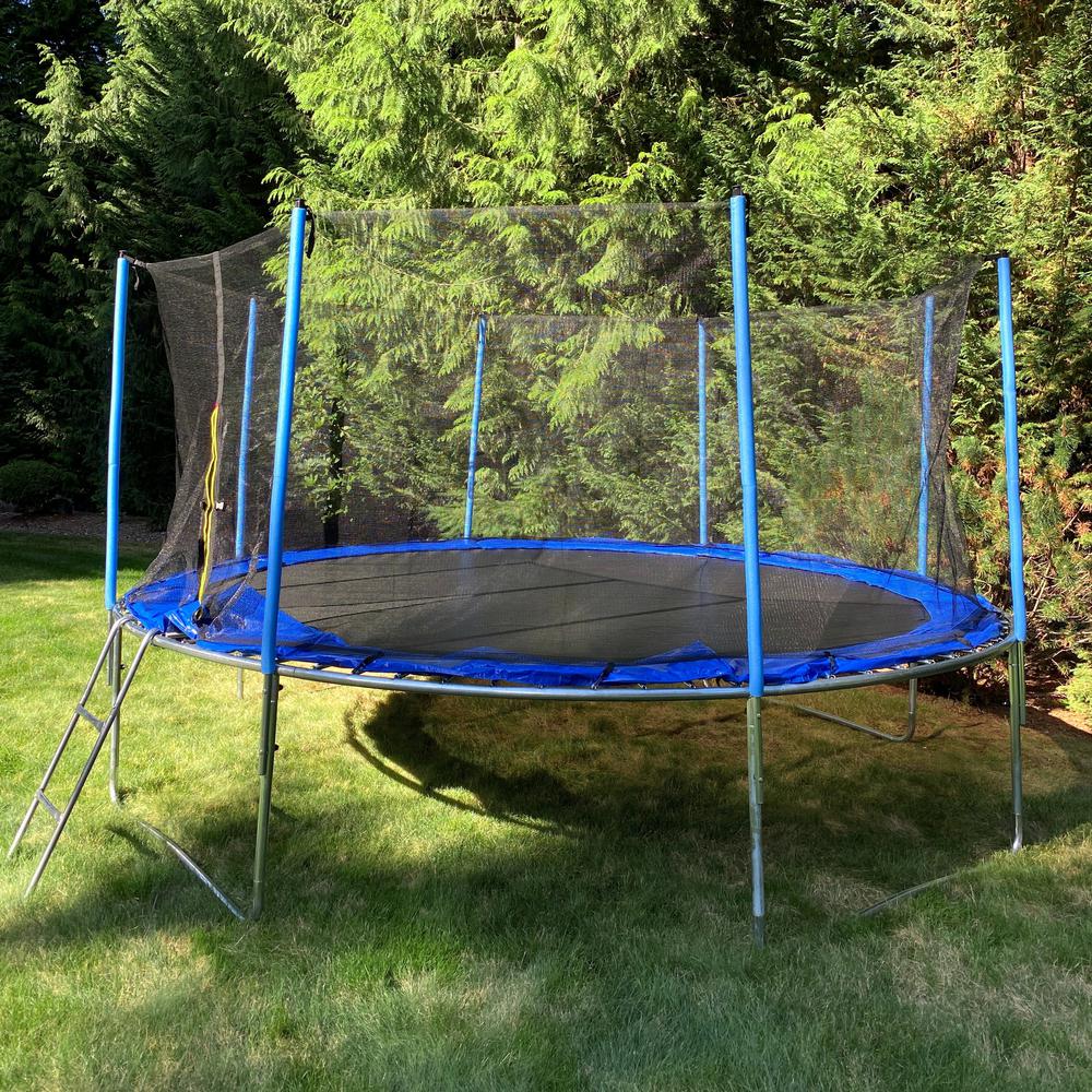 Aleko 12 Ft Trampoline With Safety Net And Ladder In Black And Blue Trp12 Hd The Home Depot