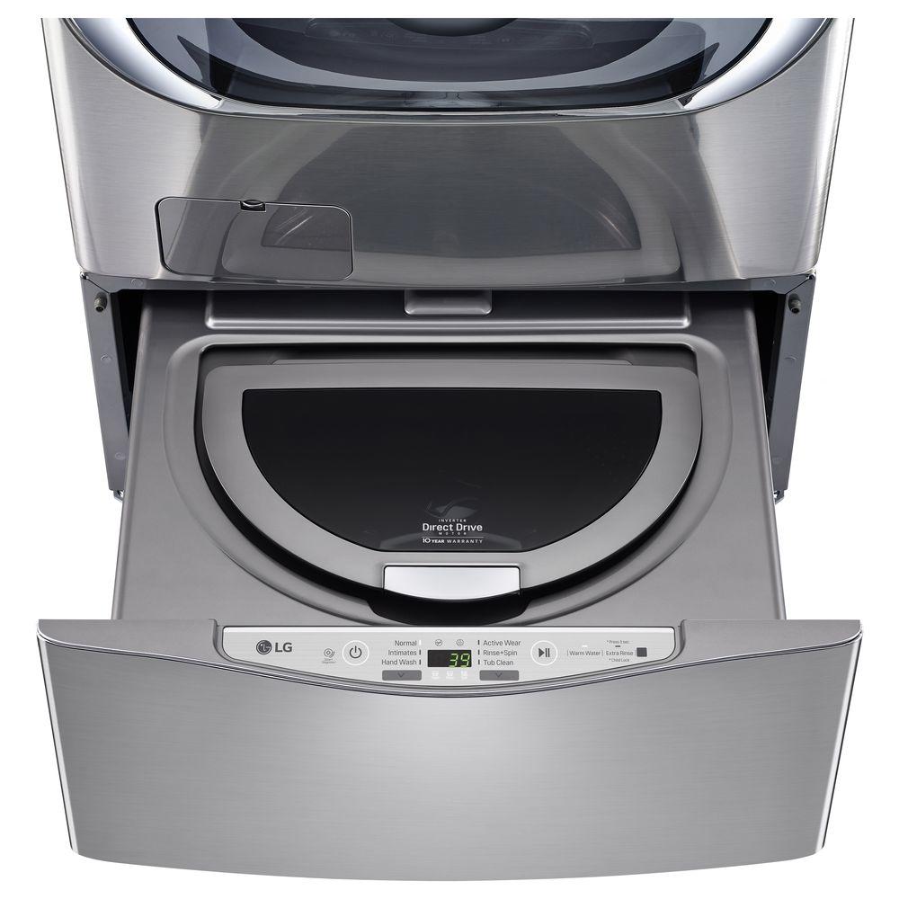 LG Electronics 27 in. 1.0 cu. ft. SideKick Pedestal Washer with TWINWash System Compatibility in Graphite Steel