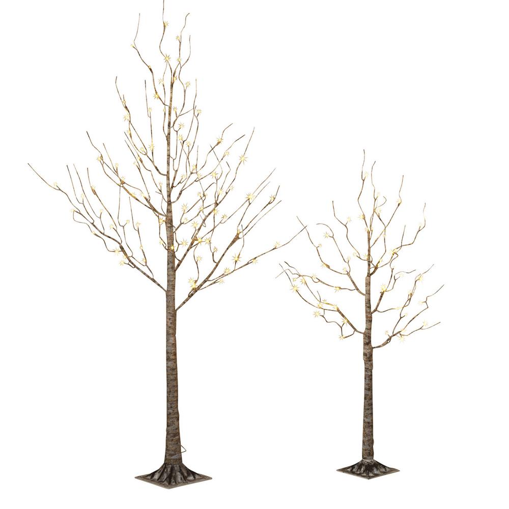Gerson 6 Ft H Electric Birch Bark Effect Lighted Tree With Led Warm White Lights 2228780ec The Home Depot