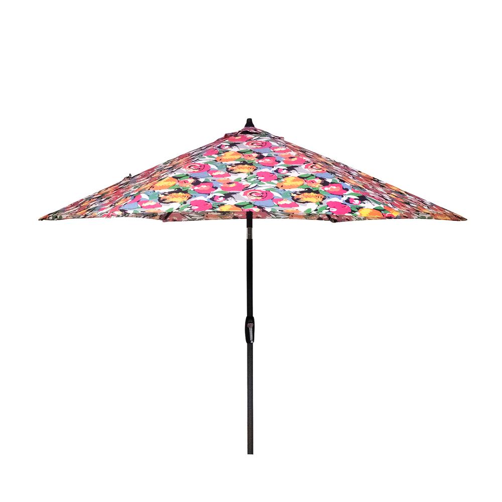 Hampton Bay 9 ft. Aluminum Market Patio Umbrella in Vistamesa Black