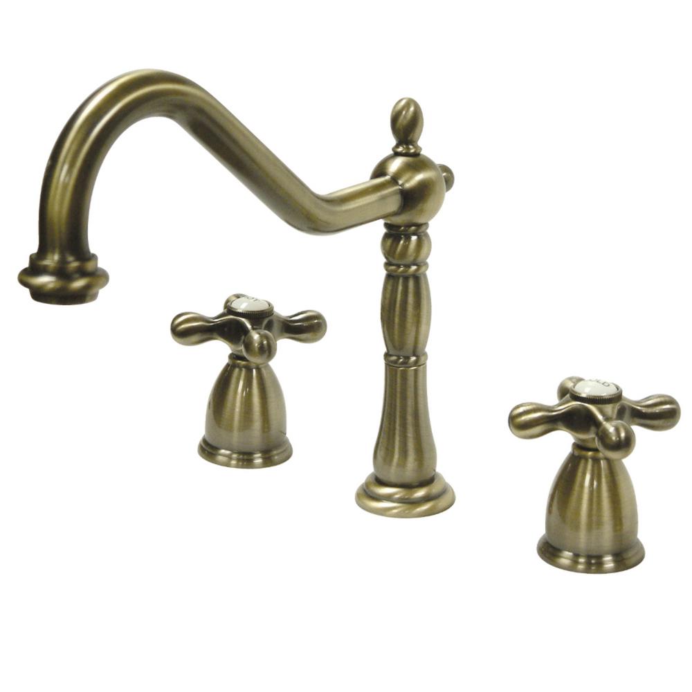 Kingston Brass Heritage 2-Handle Standard Kitchen Faucet in Antique Brass