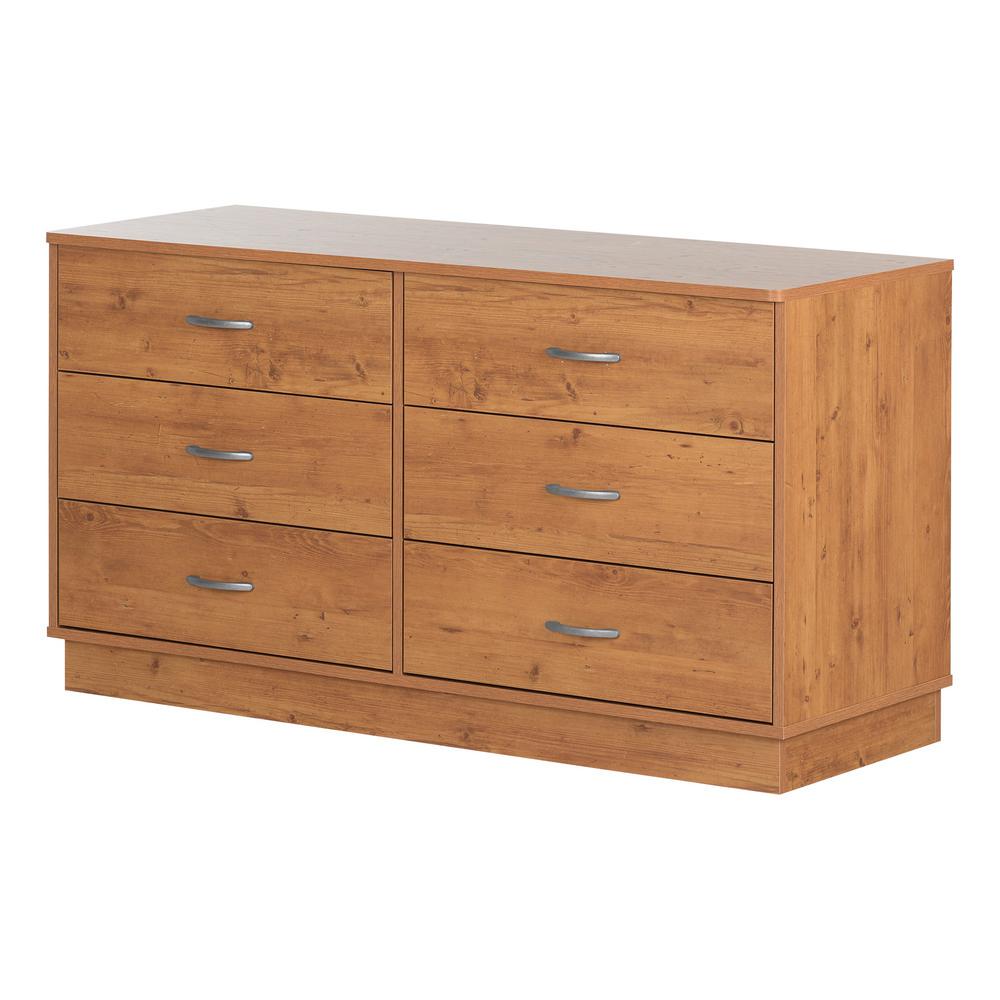South Shore Logik 6 Drawer Country Pine Dresser 11498 The Home Depot