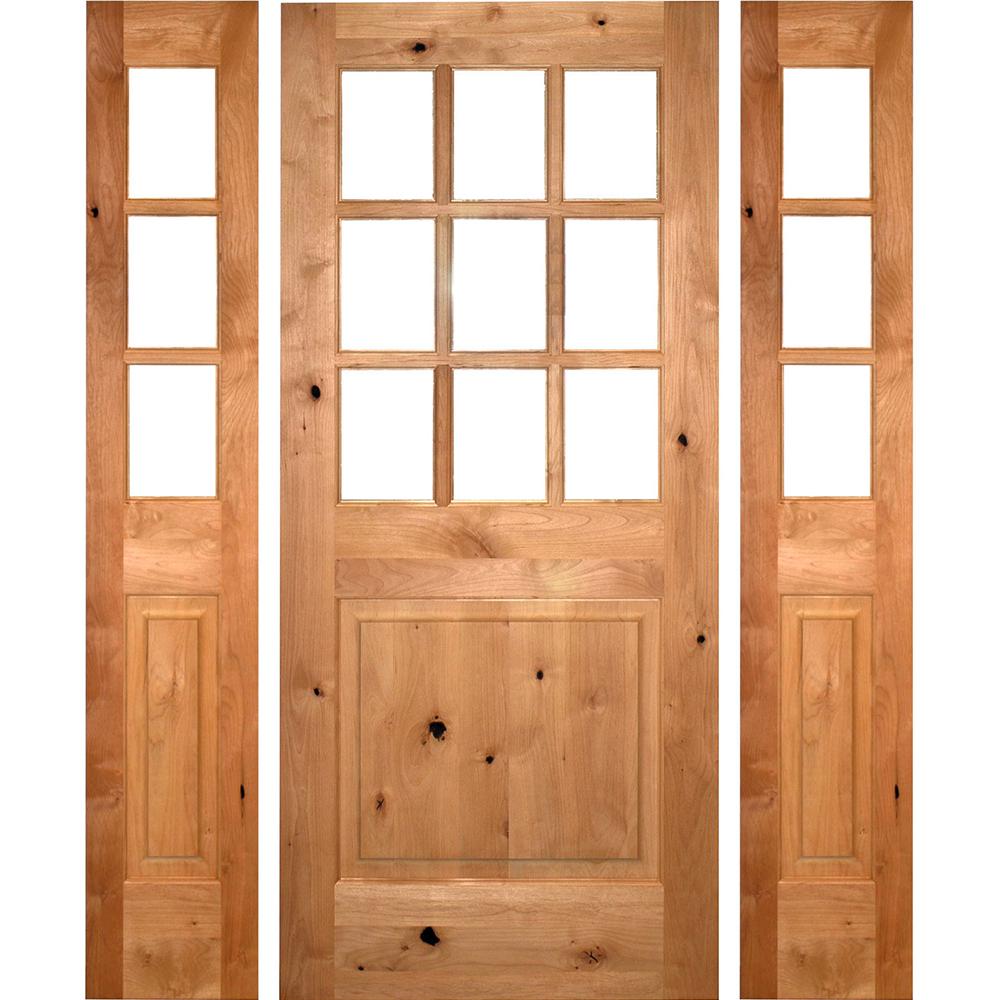 Krosswood Doors 64 in. x 80 in. Craftsman Alder 9Lite Clear LowE