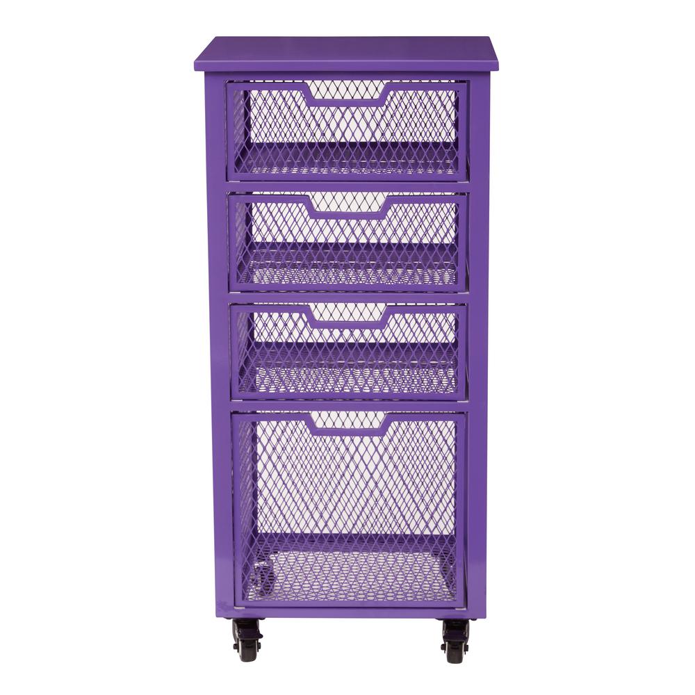 Osp Home Furnishings Clayton Purple Metal Frame 4 Drawer Rolling Clayton Purple Metal Frame 4 Drawer Rolling Cart