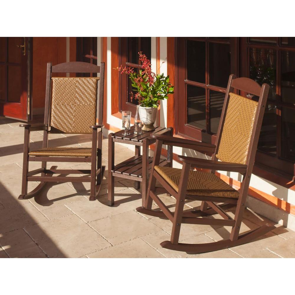 POLYWOOD Presidential Mahogany Frame/Tigerwood Woven 3Piece Rocker