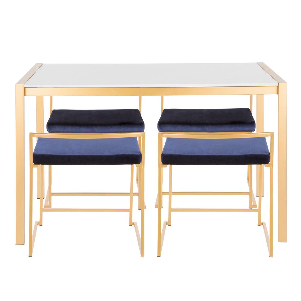 Lumisource Fuji 5 Piece Gold Dining Set With White Marble Lumisource Fuji 5 Piece Gold Dining Set With White Marble