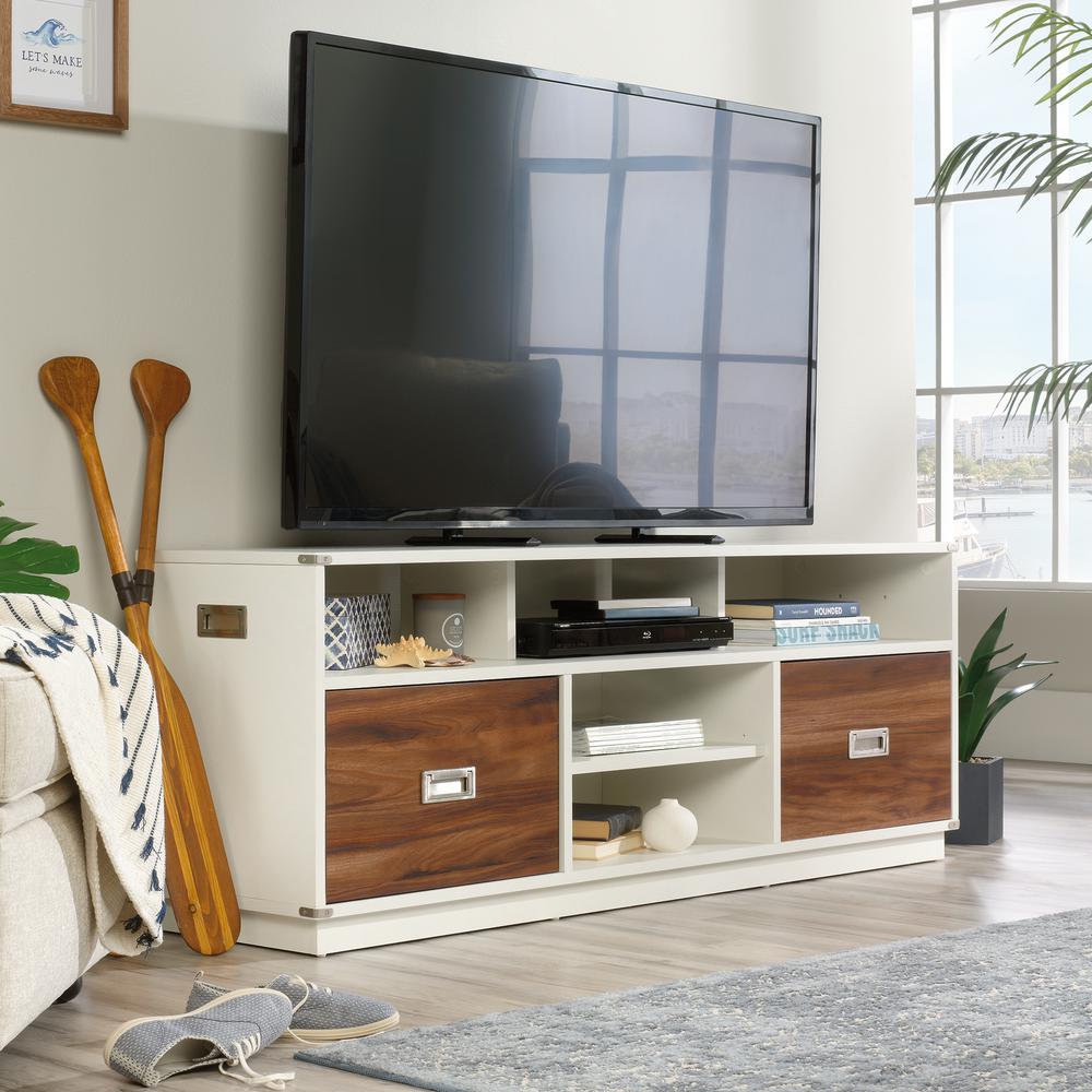 Sauder Vista Key Pearl Oak With Blaze Acacia Accents Entertainment