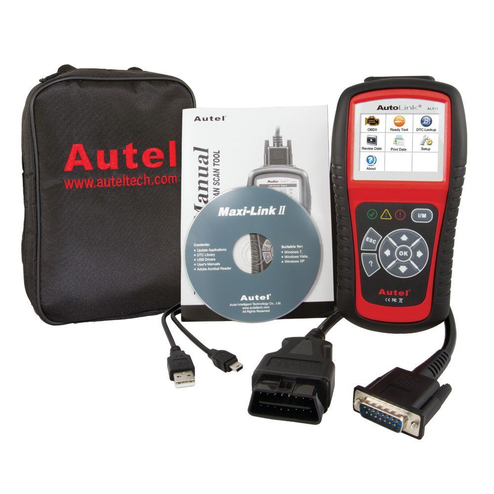 Autel Autolink Diagnostic Obdii Scan Tool With Tech Tips Al519 The Home Depot