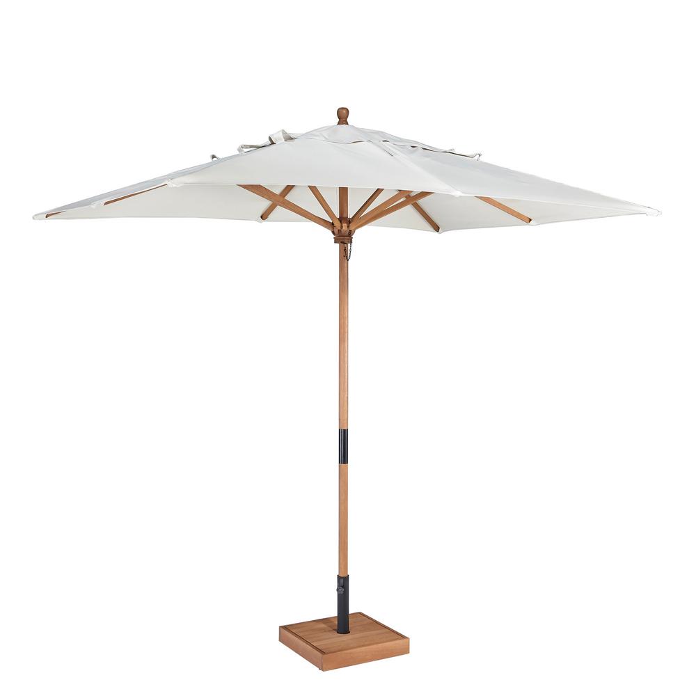 Homestyles Bali Hai 9 Ft Wooden Patio Umbrella In Off White Polyester Fabric 5660 6667 The Home Depot