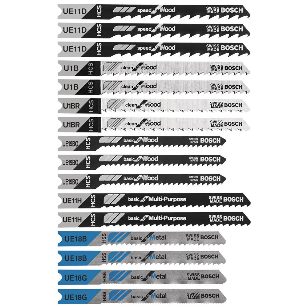 Bosch Multi Purpose U Shank Jig Saw Blade Assortment 16 Piece