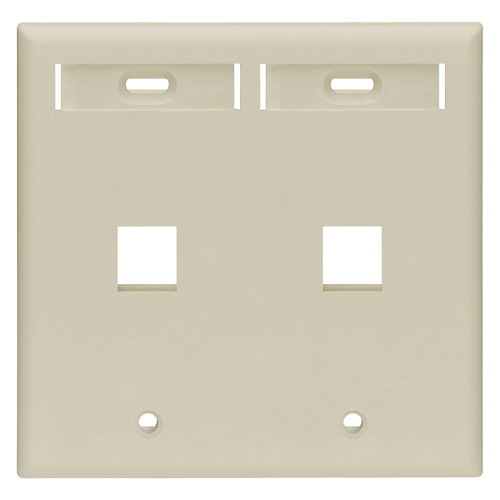 Leviton 2Gang Quickport Standard Size 2Port Wallplate with ID Windows, Ivory420802IP The