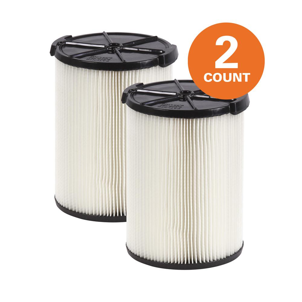 1-Layer Standard Pleated Paper Filter for Most 5 Gal. and Larger RIDGID Wet/Dry Shop Vacuums (2-Pack)