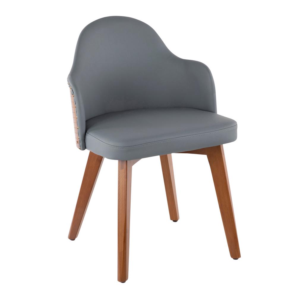 Lumisource Ahoy Walnut And Grey Faux Leather Chair With Nailhead Lumisource Ahoy Walnut And Grey Faux Leather Chair With Nailhead Trim