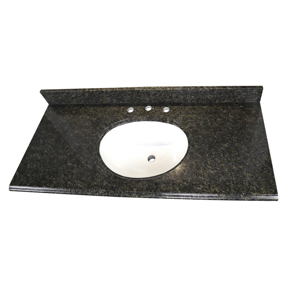 Home Decorators Collection 49 in. W x 22 in. D Granite Single Oval Basin Vanity Top in Uba Tuba with 8 in. Faucet Spread and White Basin was $423.0 now $296.1 (30.0% off)
