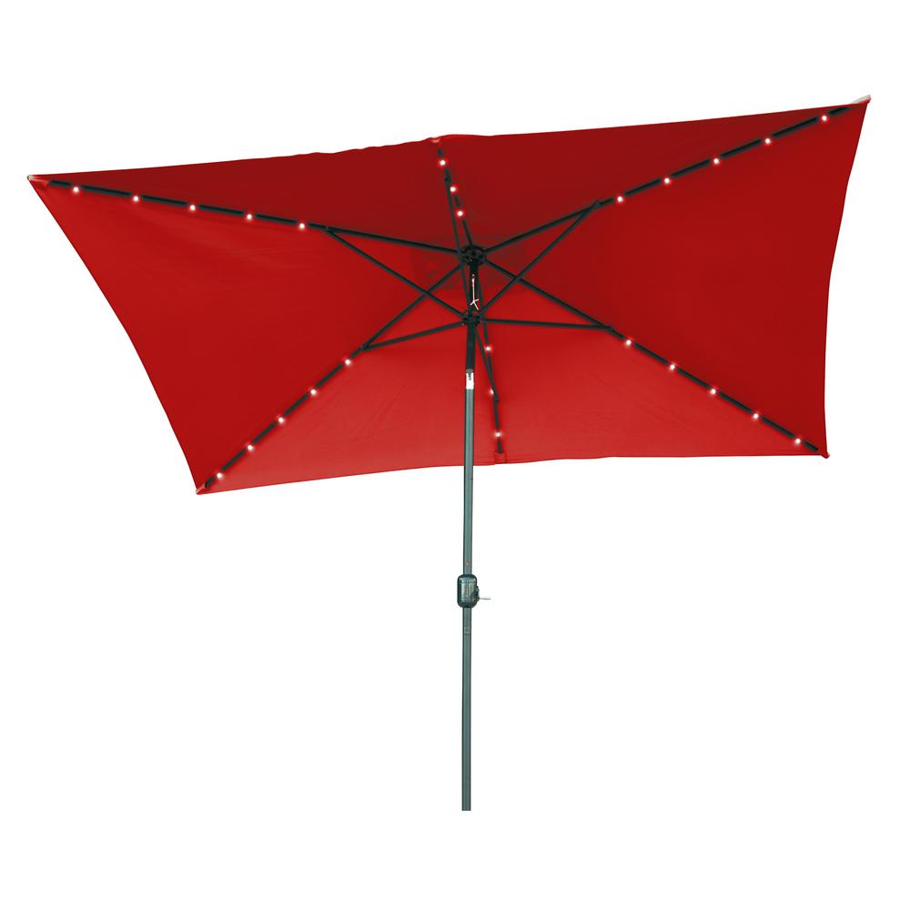 10 Ft Solar Lighted Patio Umbrellas Patio Furniture The Home Depot