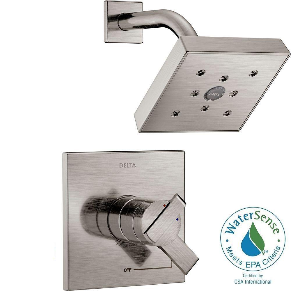 Delta Ara 1 Handle H2okinetic Shower Faucet Trim Kit In Stainless Delta Ara 1 Handle H2okinetic Shower Faucet Trim Kit In Stainless Valve Not Included