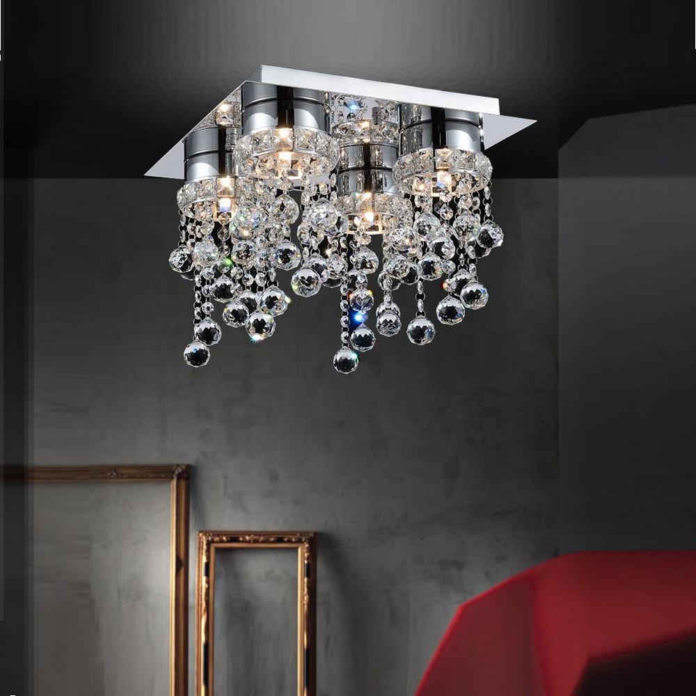 Crystal World Inc Flushmount Lights Lighting The Home Depot Monica 4 Light Chrome Flushmount
